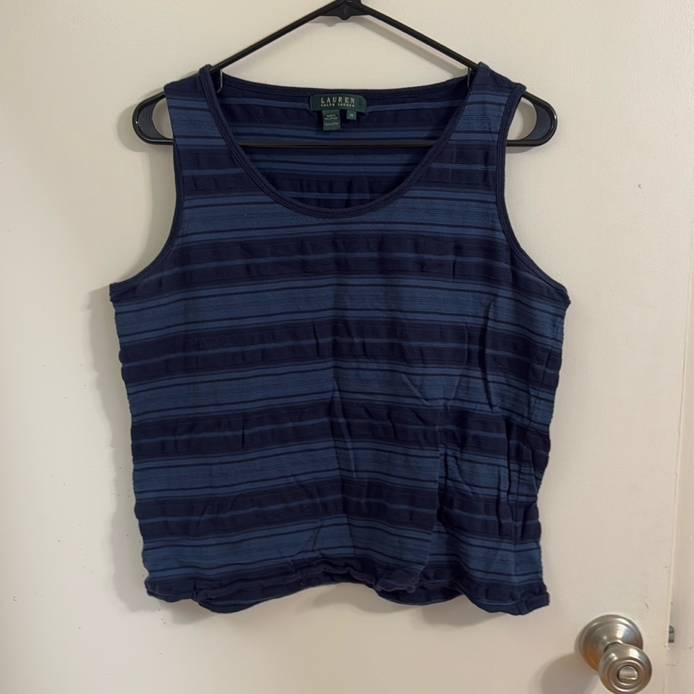 1X Blue Ralph Lauren cropped striped tank